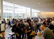 crowd in cafeteria
