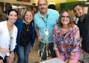 team with finished marshmallow structure