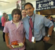 Mr. Franco and student at lunch time